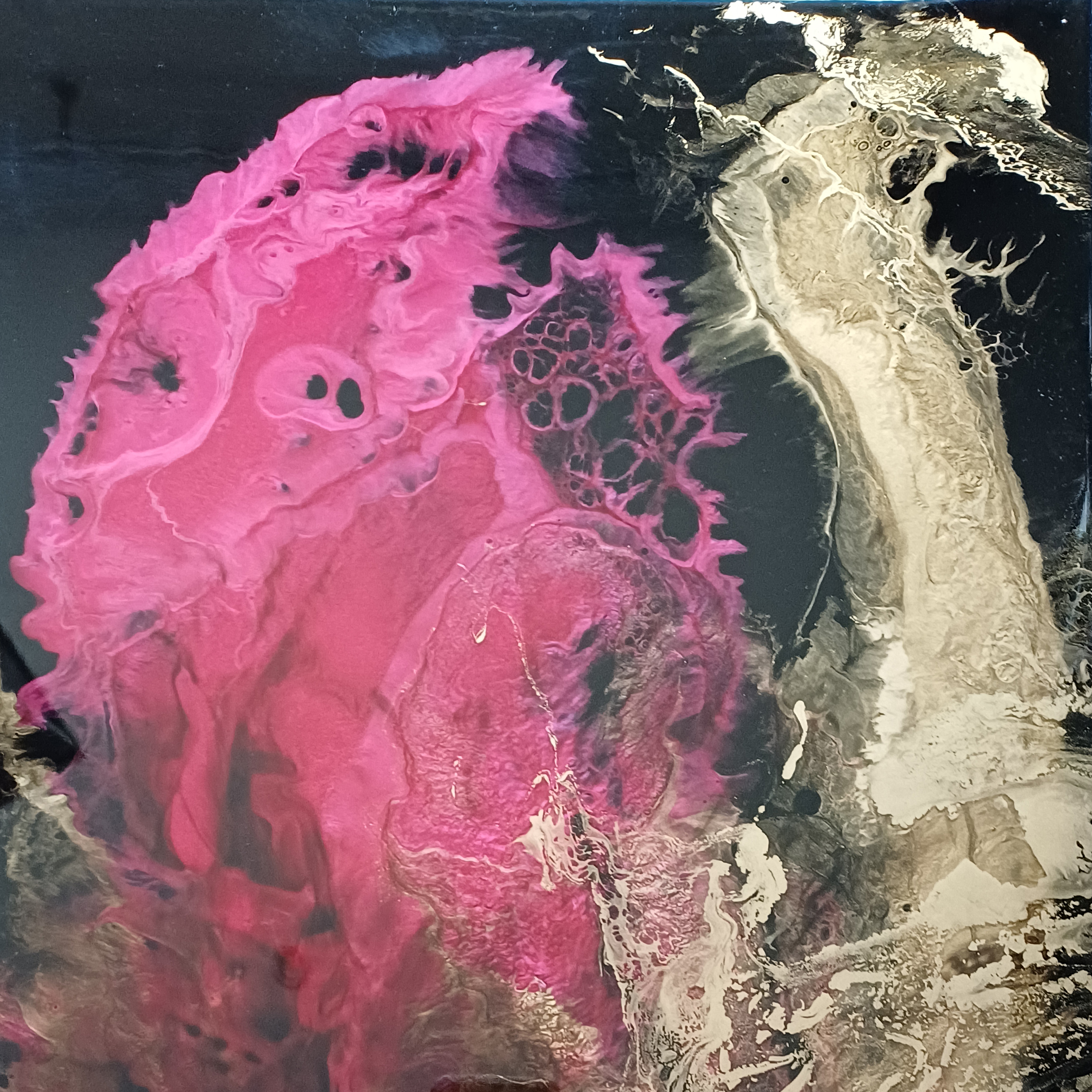 Furia tableau résine or et fuschia